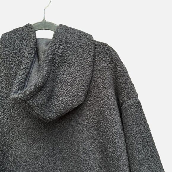 NWT Wild Fable Gray Purple Zipper Sherpa Hooded Quarter Zip Sweatshirt Hoodie - Picture 8 of 9